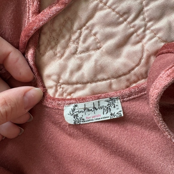 Free People Muted Pink Sleeveless Velvet Tie Front Crop Camisole - Picture 3 of 5